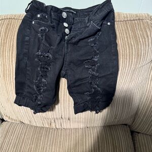 Almost Famous Black Denim Shorts with Silver Buttons